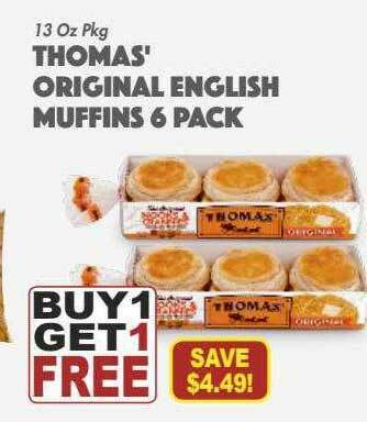The Food Emporium Thomas' Original English Muffins 6 Pack offer