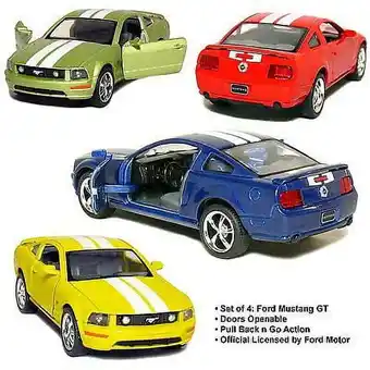 Walmart Set of 4: 5 Kinsmart 2006 Ford Mustang GT Stripes diecast model toy car 1:38 offer