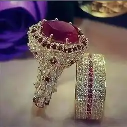 Walmart MIARHB Exquisite Natural Red Ruby Gem Diamond Ring, Gold offer