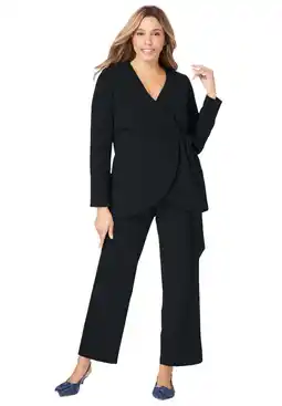 Walmart Jessica London Women's Plus Size 2-Piece Faux Wrap Pantsuit offer