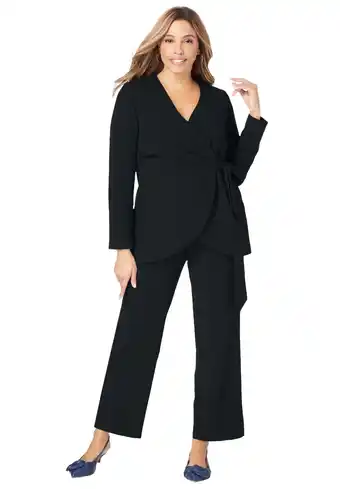 Walmart Jessica London Women's Plus Size 2-Piece Faux Wrap Pantsuit offer