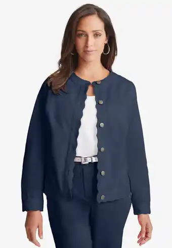 Walmart Jessica London Women's Plus Size Scalloped Denim Jacket offer