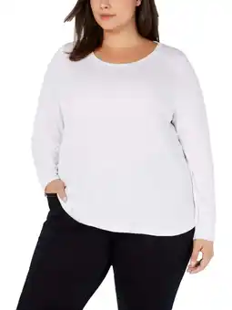 Walmart INC $49 Womens New White Ribbed Cowl Neck Long Sleeve T-Shirt Top 1X Plus B+B offer
