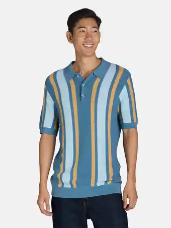 Walmart Tribekka 44 Men's Striped Seed Stitch Button Front Sweater Polo Shirt, Sizes XS-2XL offer