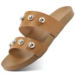 Walmart Ecetana Flat Sandals for Women Open Toe Summer Slide Sandals Double Strap Slip On Women's Sandals offer