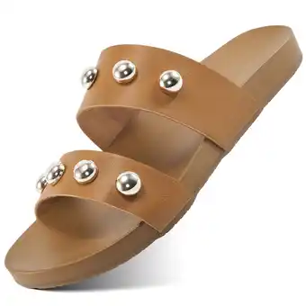 Walmart Ecetana Flat Sandals for Women Open Toe Summer Slide Sandals Double Strap Slip On Women's Sandals offer