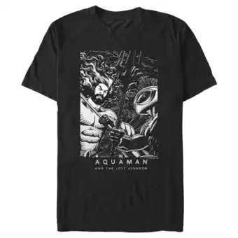 Walmart Men's Aquaman and the Lost Kingdom Black and White Poster Graphic Tee Black 3X Large offer