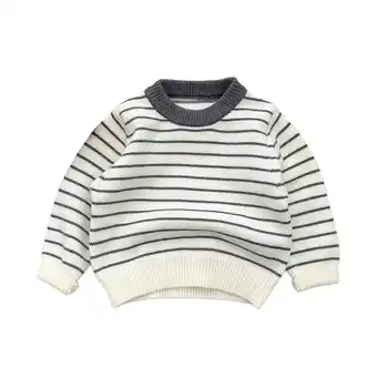 Walmart AherBiu Newborn Baby Clothes Unisex Sweaters for Girls Boys Striped Crewneck Knitted Pullover Tops offer