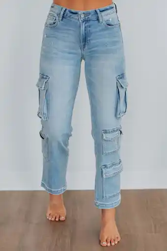 Walmart Tracey Hidden Cargo Jeans - Light Wash offer
