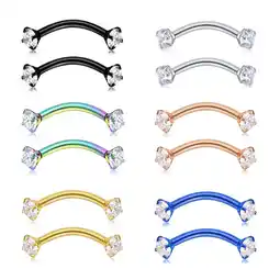 Walmart Naturegr Eyebrow Ring Cubic Zirconia Wear-resistant Steel Body Piercing Jewelry Barbell for Women offer