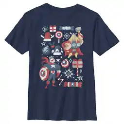 Walmart Boy's Marvel Christmas Festive Hero Icons Graphic Tee Navy Blue X Small offer