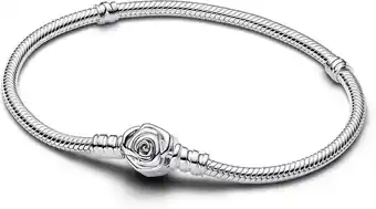 Walmart Pandora Moments Rose in Bloom Clasp Snake Chain Bracelet offer