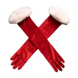 Walmart yuksok Christmas Red Gloves Christmas Velvet Gloves for New Year Holiday Photo Prop 53cm Long offer