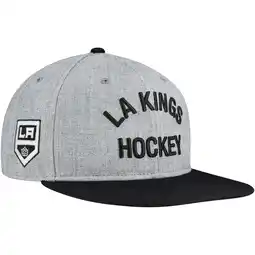 Walmart Men's Fanatics Heather Gray/Black Los Angeles Kings Elements Flat Brim Leather Strapback Hat offer