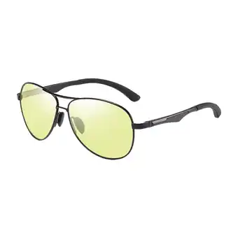 Walmart yotijay Trendy Photochromic Sunglasses Metal Frame, Day and Night Driving Glasses Men Yellow Lens offer