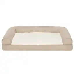 Walmart FurHaven Plush & Performance Linen Orthopedic Sofa Pet Bed for Dogs & Cats - Flax, Medium offer