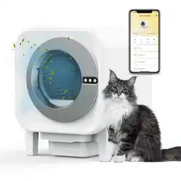 Walmart Furrbby Large Self Cleaning Cat Litter Box, Odor Control Automatic Kitten Letter Pan with Liners offer