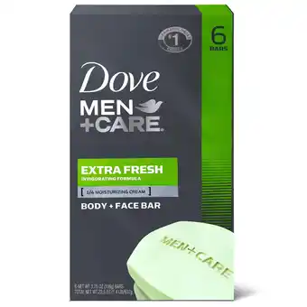 Walmart Dove Men+Care Bar 3 in 1 Cleanser for Body, Face, and Shaving Extra Fresh 3.75 oz 6 Bars offer