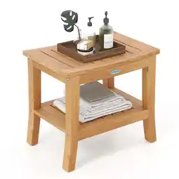 Walmart Gymax 20'' Non-slip Shower Bench w/ Storage Shelf Curved Top & Adjustable Foot Pads offer