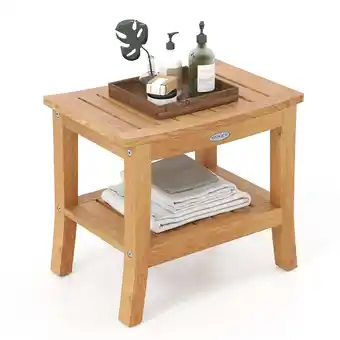 Walmart Gymax 20'' Non-slip Shower Bench w/ Storage Shelf Curved Top & Adjustable Foot Pads offer