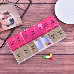 Walmart Large 7 Day Twice Daily (AM,PM) Pill Box Medicine Organiser With 14 Compartments offer