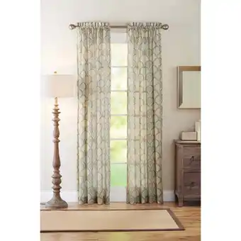 Walmart Better Homes & Gardens Single Curtain Panel, Blue Lace Fan Print 84 In offer