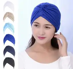 Walmart 5Pcs Women Turban Hat Stretchy Head Wrap Band Chemo Hat Bandana Pleated Cap Head Cover Hats offer