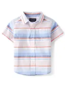 Walmart The Children's Place Baby Toddler Boys Short Sleeve Button Up Shirt, Sizes 6M-5T offer