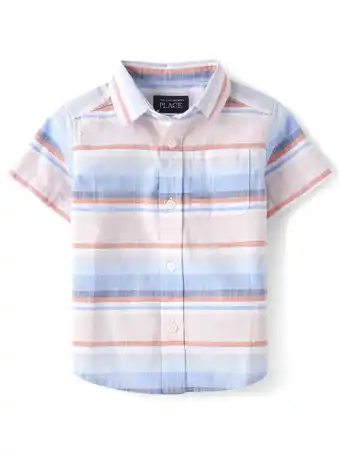 Walmart The Children's Place Baby Toddler Boys Short Sleeve Button Up Shirt, Sizes 6M-5T offer