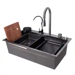 Walmart Waterfall Kitchen Sink Set With Water Flow Patterns & Pull-Out Faucet Dual-track offer
