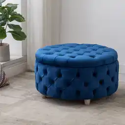 Walmart WestinTrends Wordford Round Velvet Tufted Storage Ottoman, Velvet Taupe offer