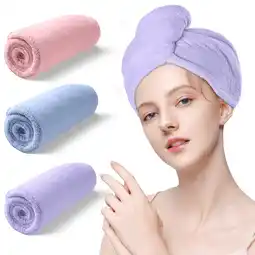 Walmart SUPTREE Microfiber Hair Towel Warp Turban for Women Curly Long Thick Hair 3 Pack offer