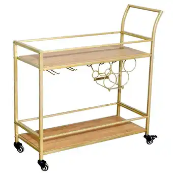 Walmart Ktaxon Bar Serving Cart 30L x 12.24W x 32.48H, Wine Carts with Wheels for Kitchen Living Room, Gold offer