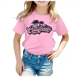 Walmart ZPWKLM Tees For Infnat Graphic Printed Short Sleeved Crewneck Top For Girls Boys size 7-8T offer