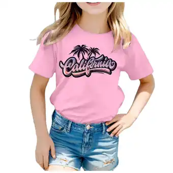 Walmart ZPWKLM Tees For Infnat Graphic Printed Short Sleeved Crewneck Top For Girls Boys size 7-8T offer