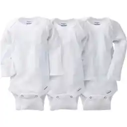 Walmart Onesies Brand Gerber Newborn White Long Sleeve Bodysuits, 3pk (Baby Boys or Baby Girls, Unisex) offer