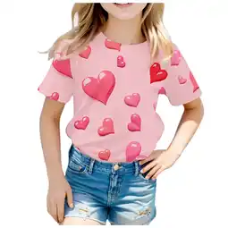 Walmart ZPWKLM Tees For Girl Boy Full Heart Printed Short Sleeved Crewneck Blouse For Baby size 8-9T offer