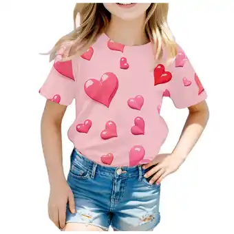 Walmart ZPWKLM Tees For Girl Boy Full Heart Printed Short Sleeved Crewneck Blouse For Baby size 8-9T offer