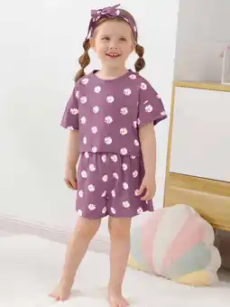 Walmart CARETOO Toddler Girl Clothes Baby Girls Outfits Summer Floral Print Shirt Shorts Headband 3pcs Set offer