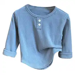 Walmart ZPWKLM Round Neck Long Sleeve T-Shirts For Infnat Solid Color Clothes For Baby size 18-24M offer