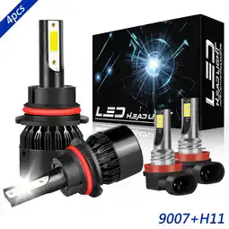 Walmart 9007 LED Headlight H11 Fog Light Bulbs Kit for Chevrolet Cobalt 2005-2010 White 6000K 4x offer