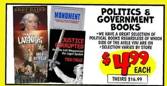 Ollie's POLITICS & GOVERNMENT BOOKS offer
