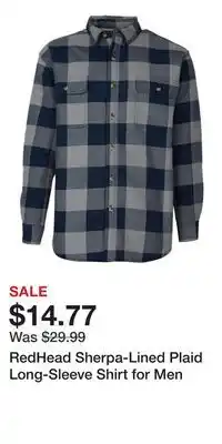 Cabela's RedHead Sherpa-Lined Plaid Long-Sleeve Shirt for Men offer
