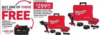 Ace Hardware Milwaukee M18 FUEL Brushless Hammer Drill/Driver Kit or Brushless Impact Driver Kit offer