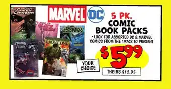 Ollie's DC & MARVEL COMIC BOOK PACKS offer