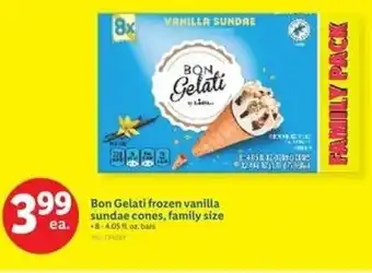 Lidl Bon Gelati frozen vanilla sundae cones, family size offer