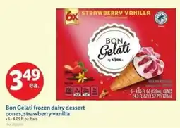 Lidl Bon gelati frozen dairy dessert cones, strawberry vanilla offer
