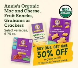Sprouts Farmers Market Annie's Organic Mac and Cheese, Fruit Snacks, Grahams or Crackers offer