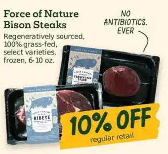 Sprouts Farmers Market Force of Nature Bison Steaks offer