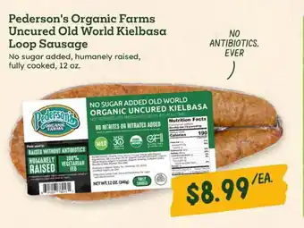 Sprouts Farmers Market Pederson's Organic Farms Uncured Old World Kielbasa Loop Sausage offer